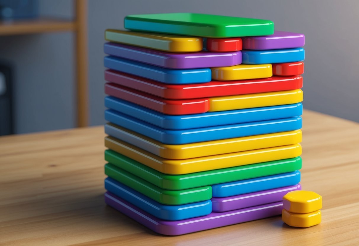 A stack of colorful Python tuples arranged on a table for performance considerations