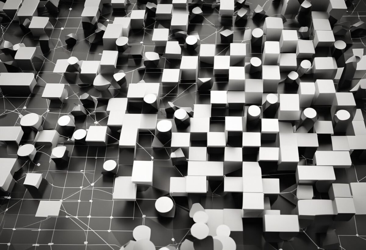 A group of data points scattered on a graph, with lines connecting neighboring points to illustrate the concept of K Nearest Neighbors