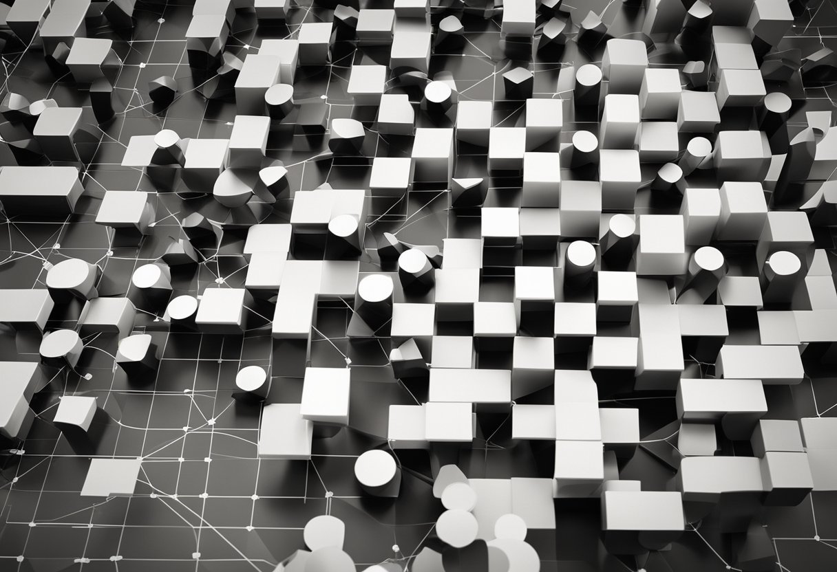 A group of data points scattered on a graph, with lines connecting neighboring points to illustrate the concept of K Nearest Neighbors