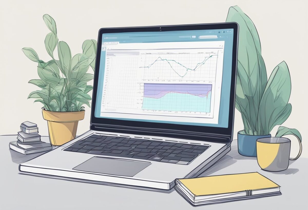 A computer screen with Python code open, showing a graph implementation. A notebook with handwritten notes and a pen next to it
