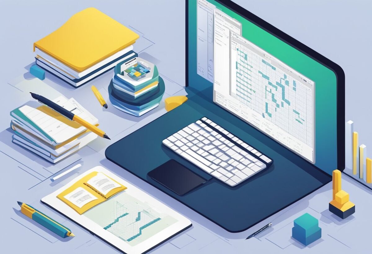 A computer screen displaying Python code for SVM kernel trick and mathematics, with a notebook and pen nearby