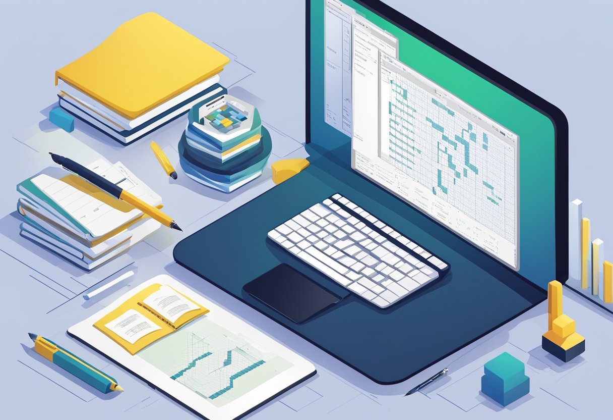A computer screen displaying Python code for SVM kernel trick and mathematics, with a notebook and pen nearby
