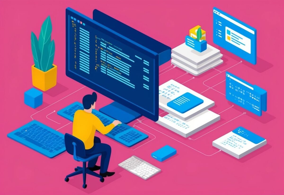 A person using a computer to write SQL queries for data analysis