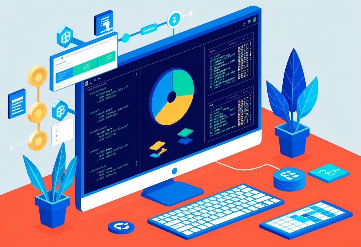 A computer screen displaying complex SQL queries and data analysis tools