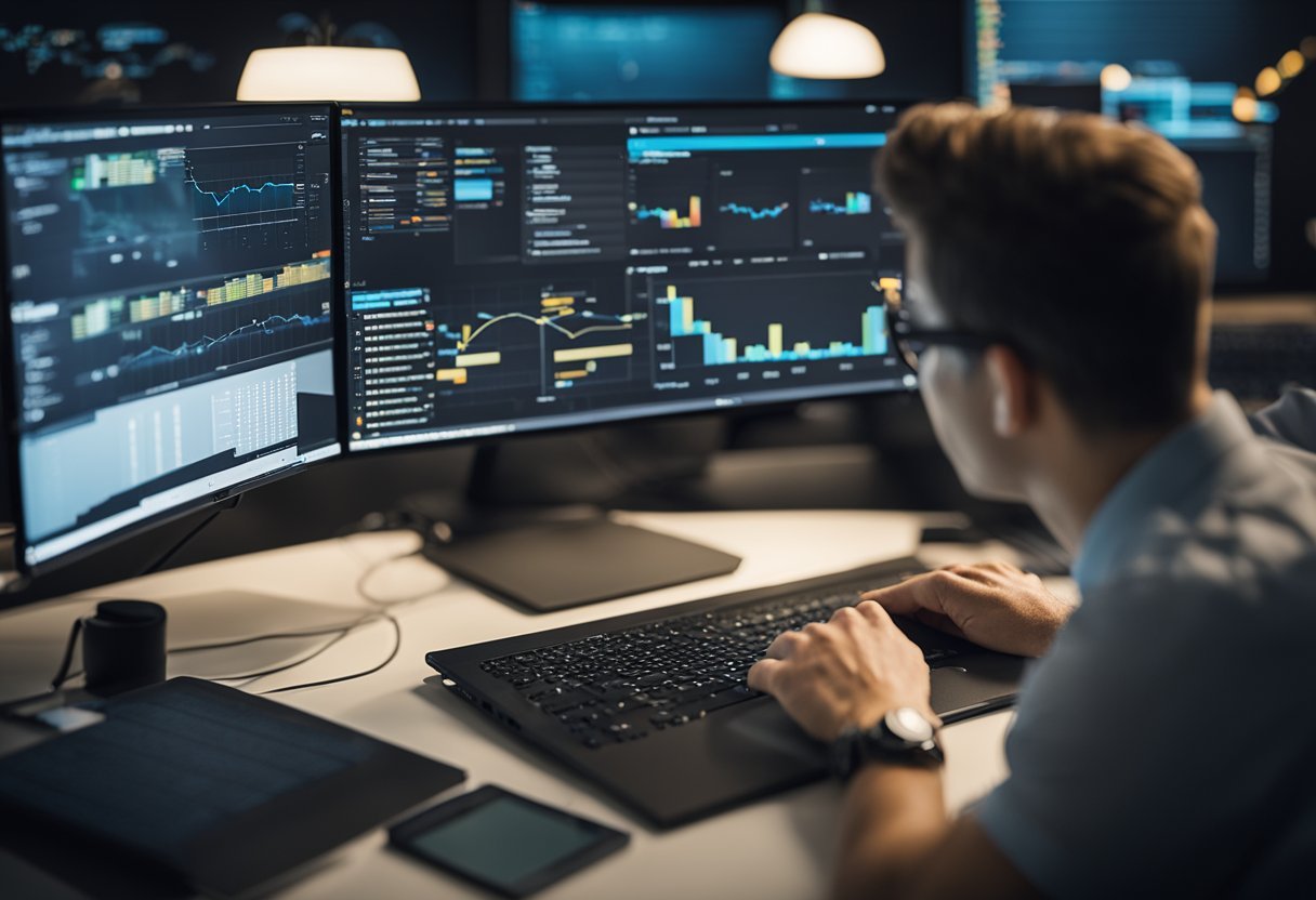 A person studying Power BI models while working on SQL setup