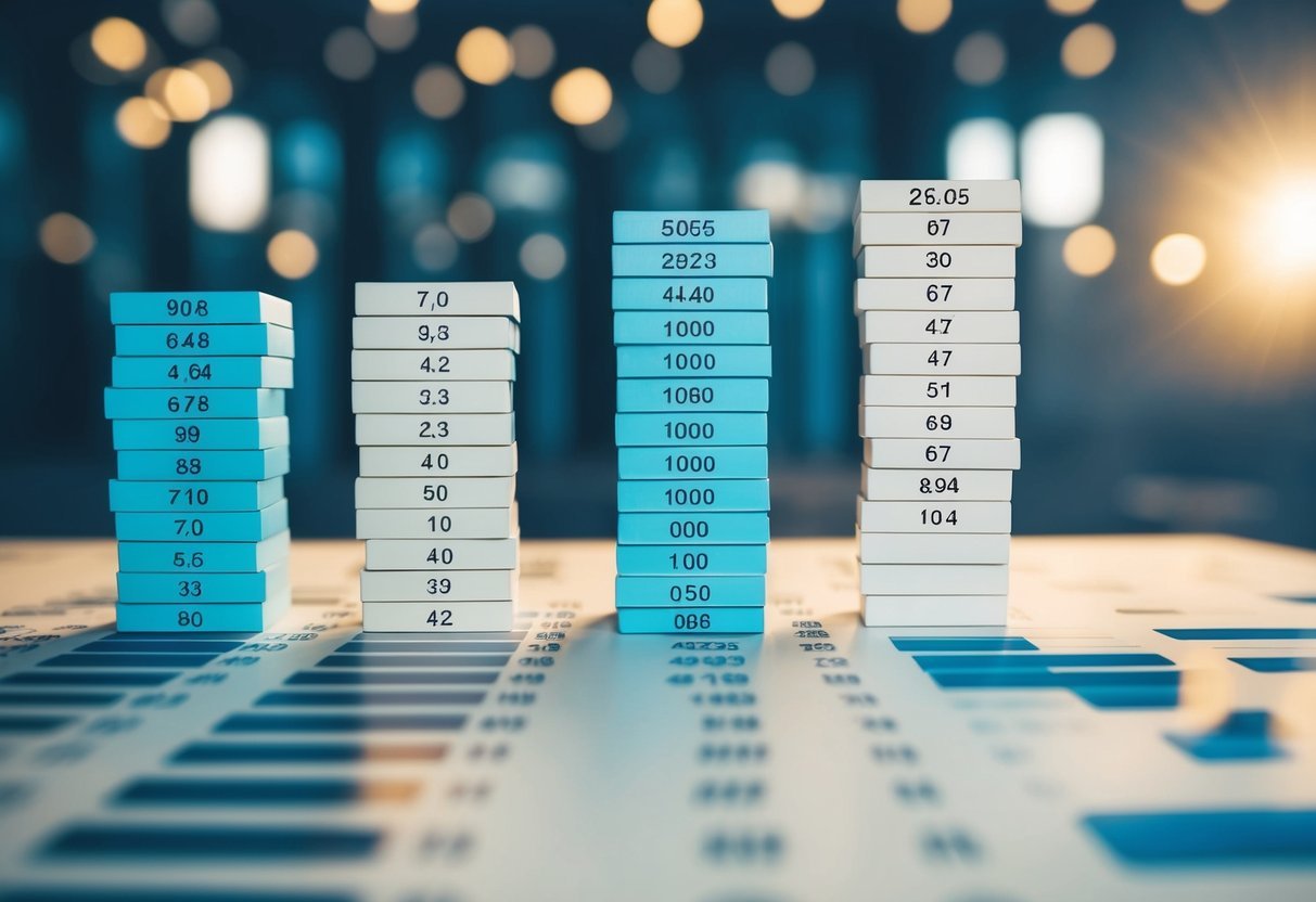 A table with columns of data and various aggregate functions (e.g. SUM, AVG, COUNT) being applied to the data for analysis