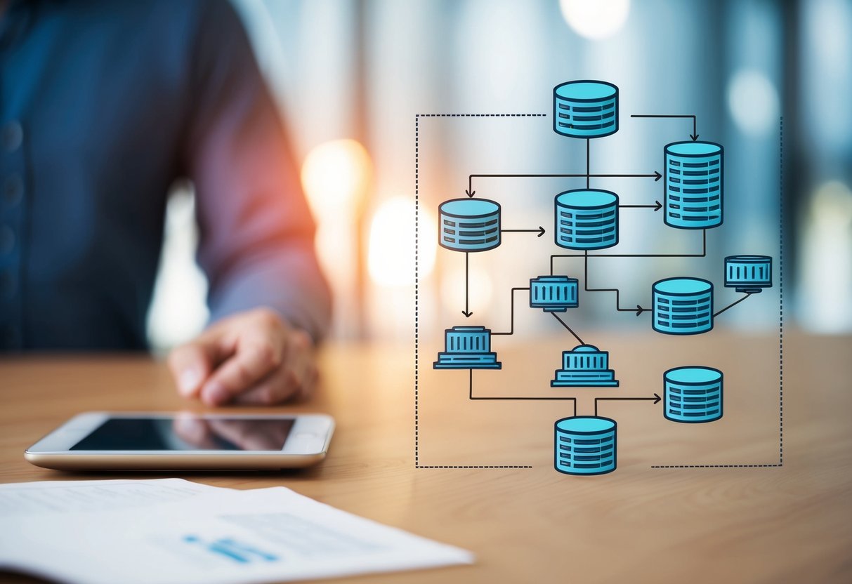 A database schema with multiple indexed columns and a detailed index structure diagram