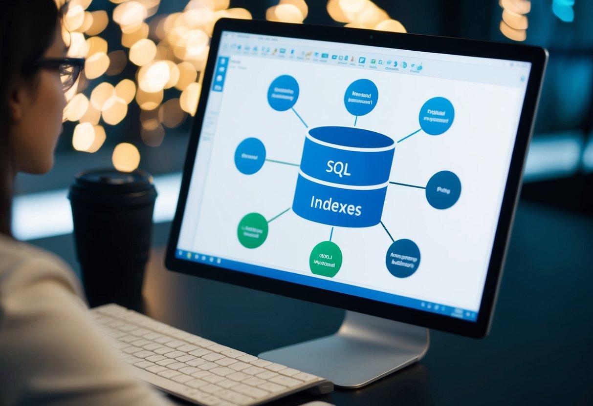 A computer screen displaying a database management tool with various options for managing SQL indexes