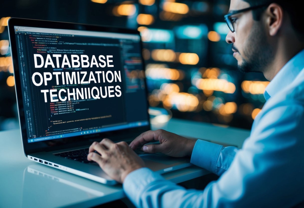 A programmer writing code for database optimization techniques