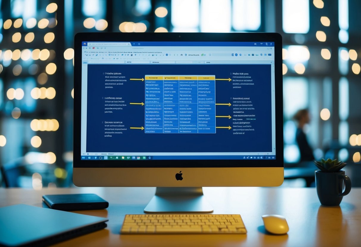 A computer screen displaying a database query with multiple indexed tables linked together for faster data retrieval
