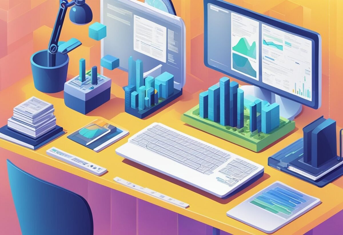 A computer screen displaying a dataset with SVM regression tasks, python code, and scikit-learn documentation open in the background
